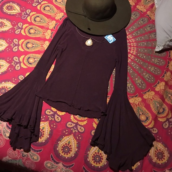 Free People Tops - Free people intimately plum bell sleeve top